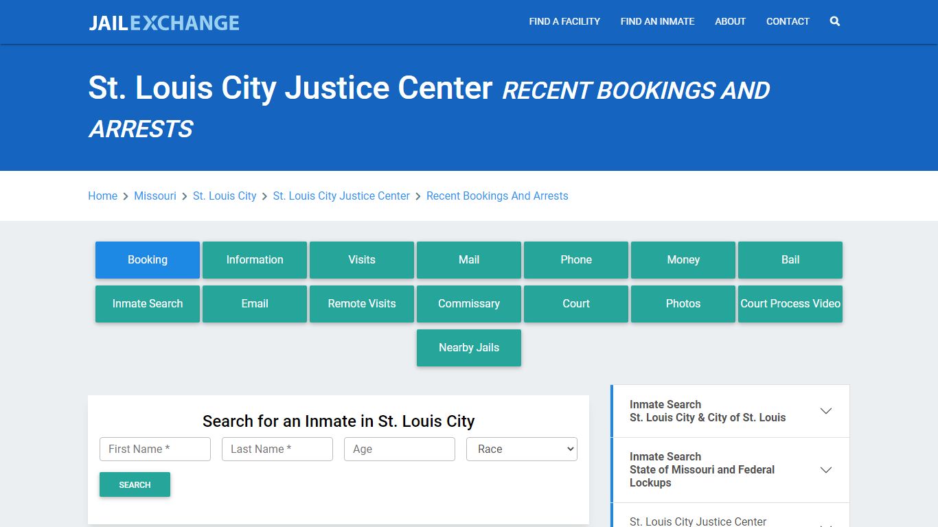 St. Louis City Justice Center Recent Bookings And Arrests - Jail Exchange