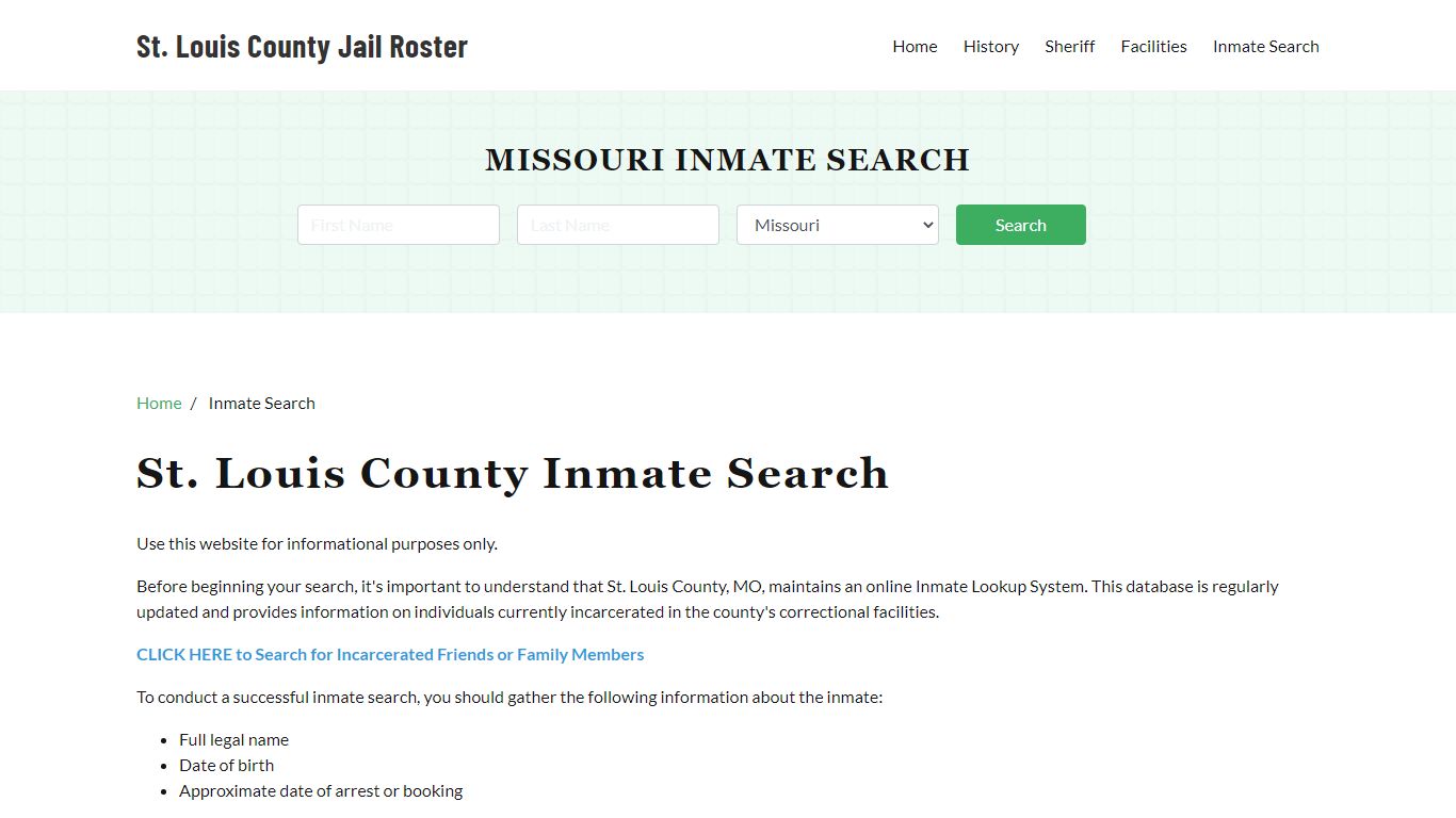 St. Louis County, MO Detainee Lookup